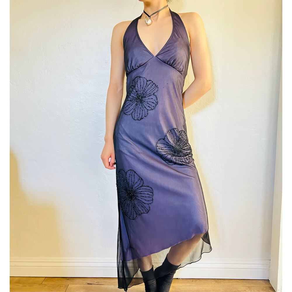 Y2K purple midi dress